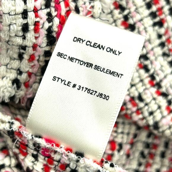 Rebecca Taylor Womens Size 4 Tweed Blazer Optic Striped Pink & Red Cotton Blend - Picture 6 of 7